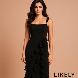 Likely Mandi Black Ruffle Spaghetti Strap Dress Size 00 NWT